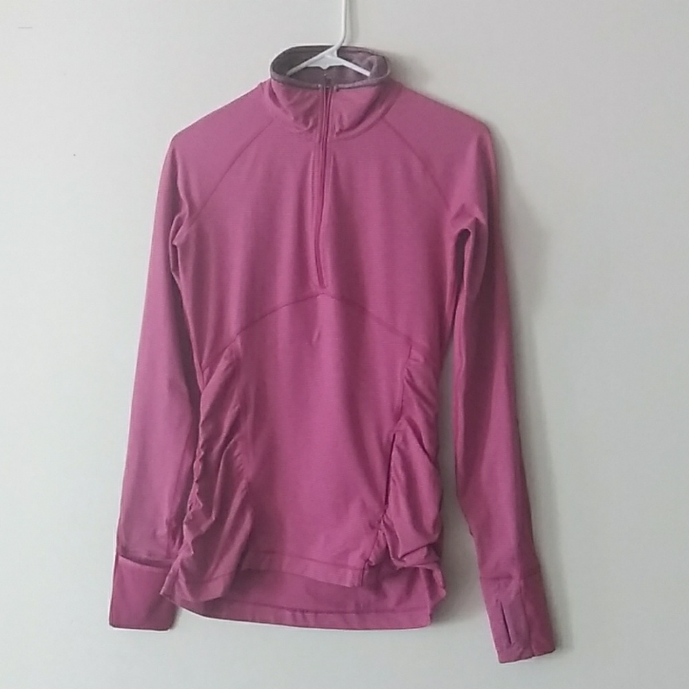 Lululemon Athletica Microstripe Ruched side Blouse